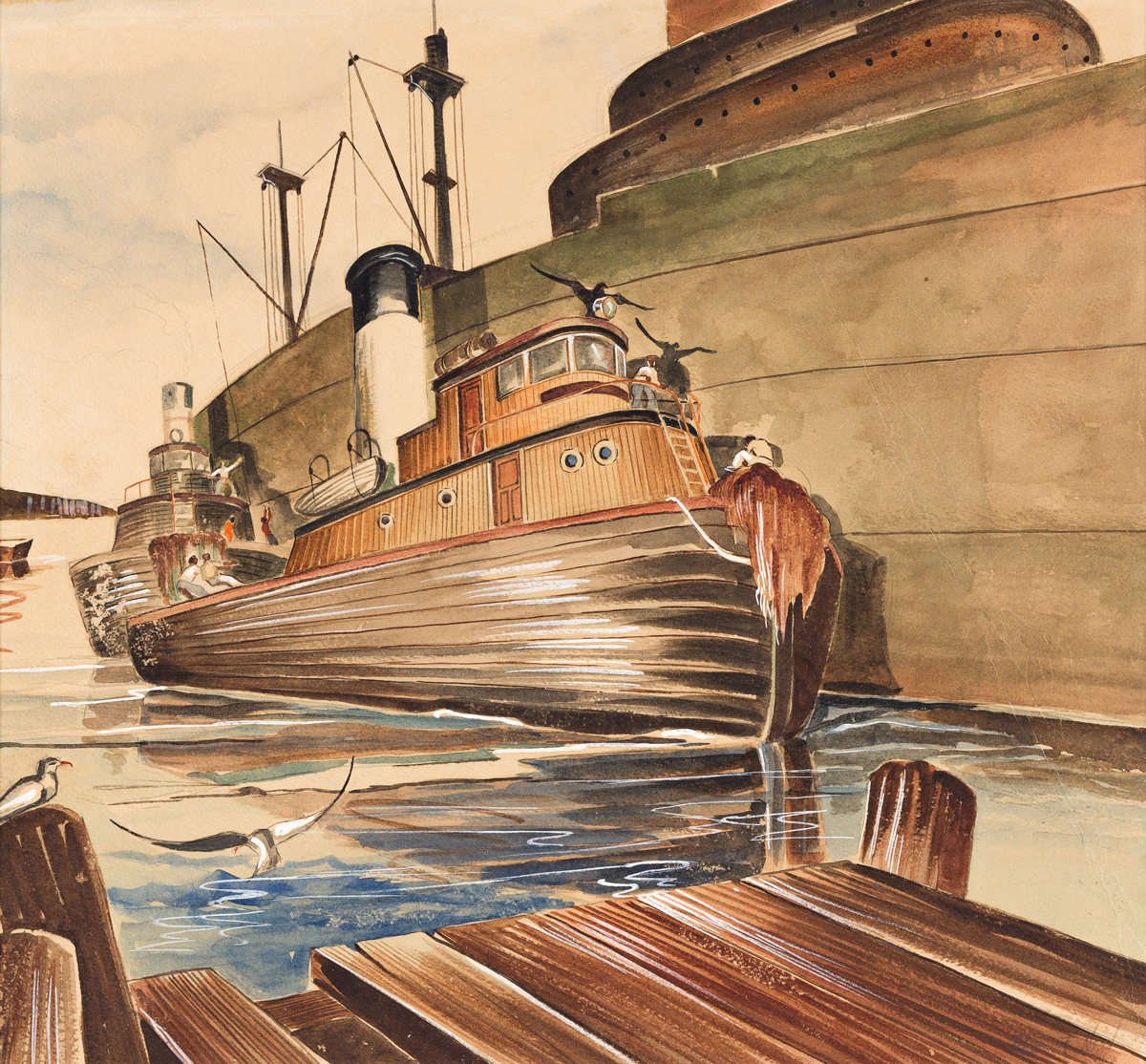 ROBERT NEAL (1916 - 1987) Untitled (Dock Scene).